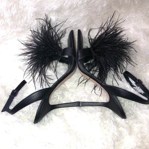 Gianni Bini Black Feathered Heels size 9.5 NWOT - Picture 11 of 15